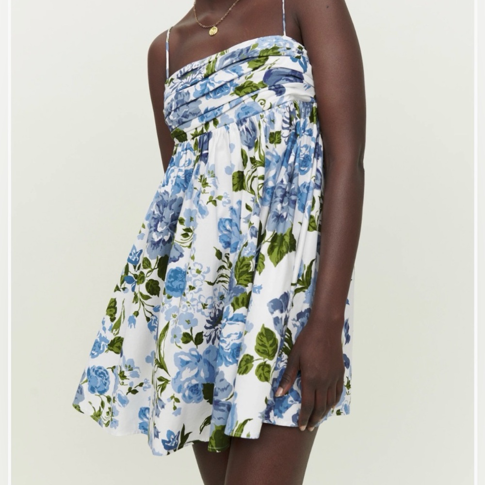 Reformation Blue and Green Floral Mini Dress